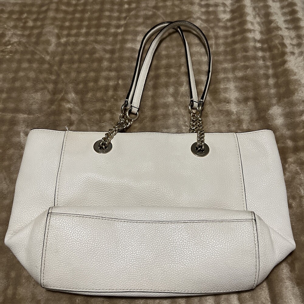 Coach Turnlock Chain Handle Cream Color Purse Tote 27 - Picture 3 of 15